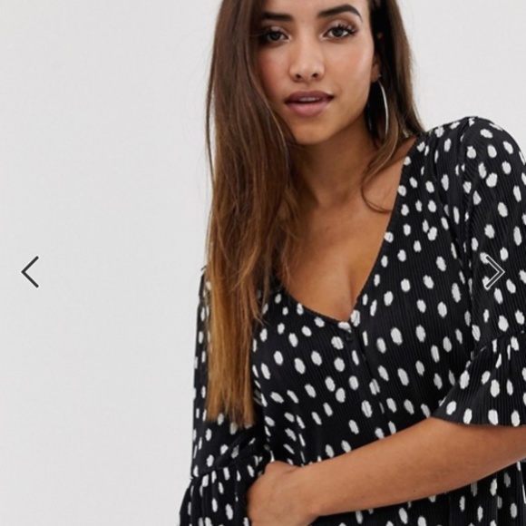 ASOS DESIGN button through mini plisse dress - Picture 2 of 4